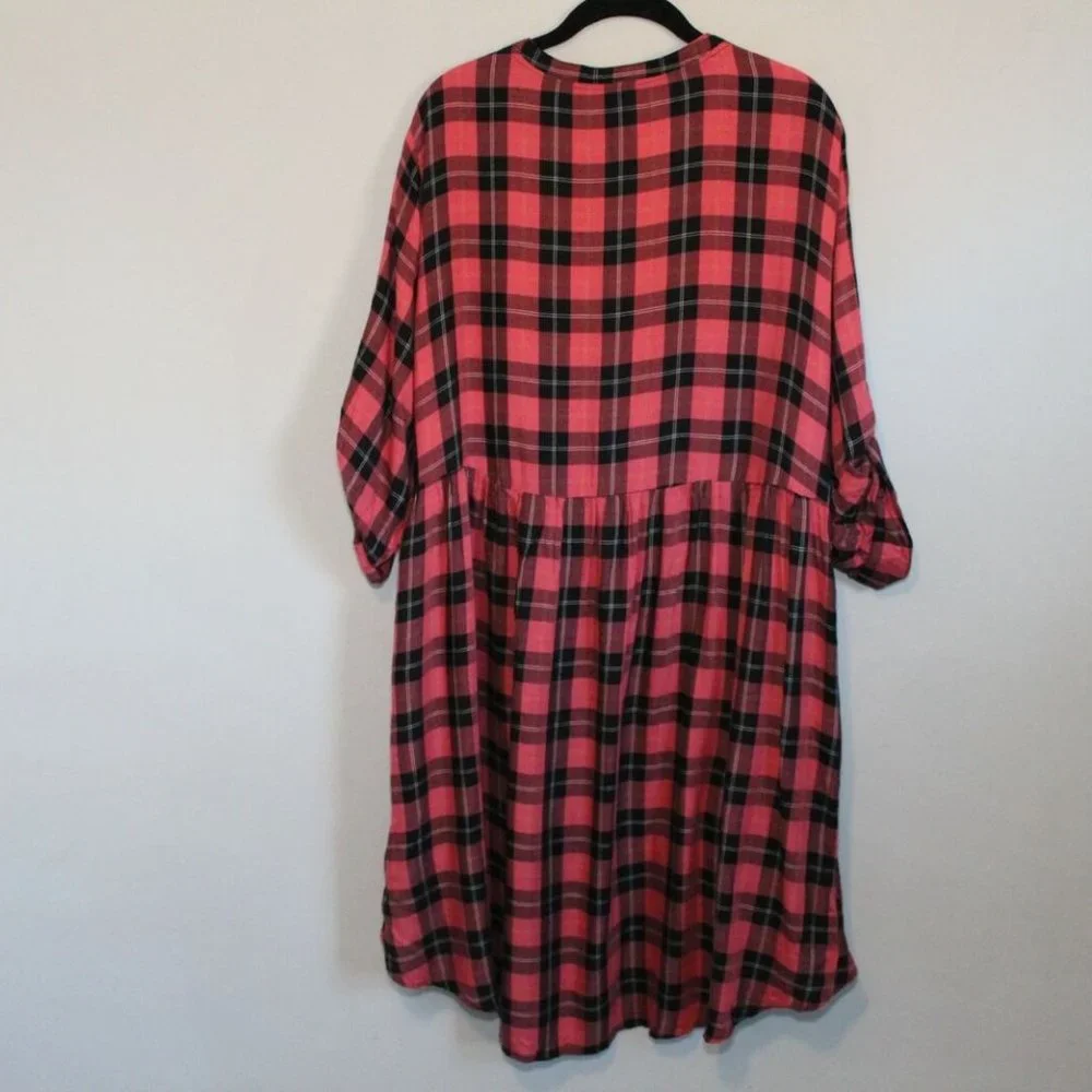 Torrid Lexie Plaid Hi-Lo Challis Tunic Red Black Women's Plus Size 3 3X H11863 - Picture 7 of 11